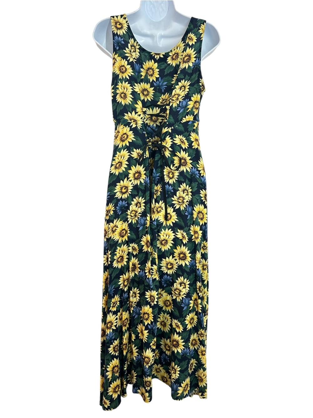 90s Vintage Sunflower Print Sleeveless Maxi Dress Size M Grunge Boho - Picture 6 of 11